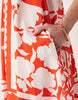 technical fabric scoop ruched neck maxi sundress in red and white patchwork print