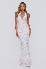 Little Luxe Halter Maxi Dress White
