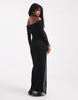 Vero Moda long sleeve mesh bardot dress in black