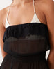 Miss Selfridge lace shirred strapless beach mini dress in black