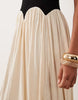 color block crinkle midi dress in black & cream