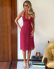 Tiger Mist x Em Venz Ash ruffle front halterneck chiffon midi dress in red