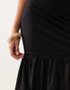 slash neck dropped waist hybrid midaxi dress in black