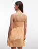 cotton-linen blend cami mini sundress with shaped bust in orange spritz