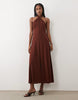 Mango halterneck maxi dress in brown
