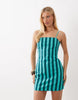 Nobody's Child Palma linen blend cami mini dress in blue stripes