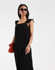 Pieces plisse maxi dress with ruffle sleeves in black