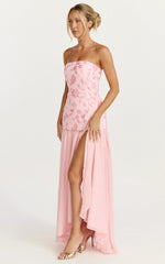 Electra Maxi Dress - Strapless Sequin Embellished  Dress in Soft Pink