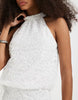 Vero Moda halterneck rose applique tie detail mini dress in white