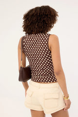 Motel Jinalo Top Small Cream Polka Brown