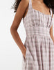Hollister scoop neck A-line mini dress in brown gingham