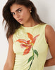 floral placement print mini dress in yellow