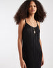 PIECES plisse cami maxi dress in black