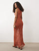 Mango Teen knit sleeveless maxi dress in rust