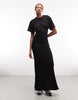 Weekday cinched waist jersey maxi dress in black