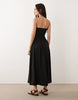 Brave Soul strapless midi dress with shirred bodice in black