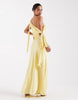TFNC Petite Bridesmaids fallen shoulder satin maxi dress in yellow