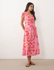 Mango v-neck midi dress in pink floral print