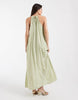 Object textured halter neck maxi dress with embroidery in sage green