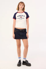 Rusty Mr Worldwide Raglan Skimmer Tee White