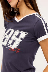 Rusty Le Sports Jersey Baby Tee Navy