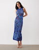 open stitch cornelli pattern maxi dress in blue