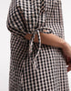 COLLUSION smock long sleeve mini dress in beige and black gingham