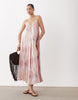 YAS double cami strap drapey midi dress in soft peach tie dye print