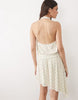Miss Selfridge drop waist mini dress with asymmetric hem in cream polka dot print