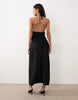 Gina Tricot halterneck asymmetric textured maxi dress with open back in black