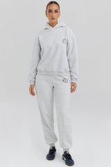 light grey marl fleece back jogging trousers