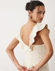 Mango linen mix midi dress with ruffle detail in cream