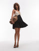 Topshop pintucked waist crochet bust mini dress in black