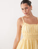 Abercrombie & Fitch ruched waist strappy mini dress in yellow