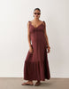 Vero Moda Maternity tie shoulders cami midaxi tiered dress in andorra red