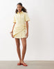 denim shirt dress with wrap detail in yellow