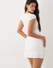 Gina Tricot textured cinch waist mini dress in off white