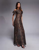 South Beach mesh maxi beach dress in leopard print
