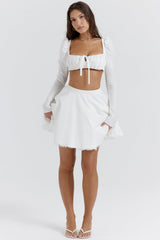 white bow mini skirt