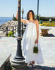 halter neck layered midaxi dress in white