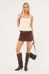 Luck & Trouble Nala Lace Up Back Top Cream