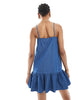 ONLY Tall dropped waist chambray mini dress in mid blue