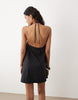 poplin halter neck swing mini sundress in black