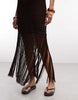 knit fringed maxi beach dress in brown