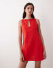 slash neck keyhole mini sundress in fiery red