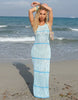 Kiwi & Co floral open crochet high neck sleeveless midaxi beach dress in blue