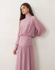 high neck deep cuff maxi dress in lilac