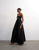 Topshop poplin strappy back volume maxi dress in black