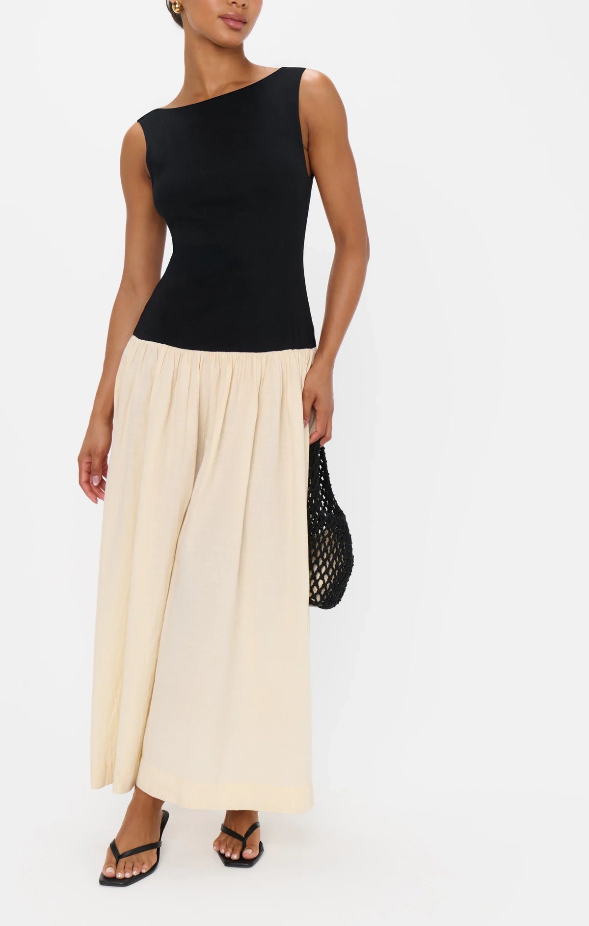 Luisa Maxi Dress ~ Black and Cream