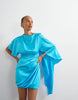 Topshop satin cape sleeve draped mini dress in electric blue